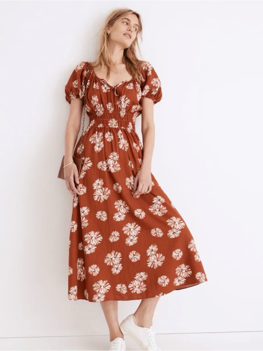 Madewell Linen Blens  Sophia Midi Dress XL